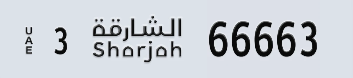 UAE License Plate Sharjah 3 66663