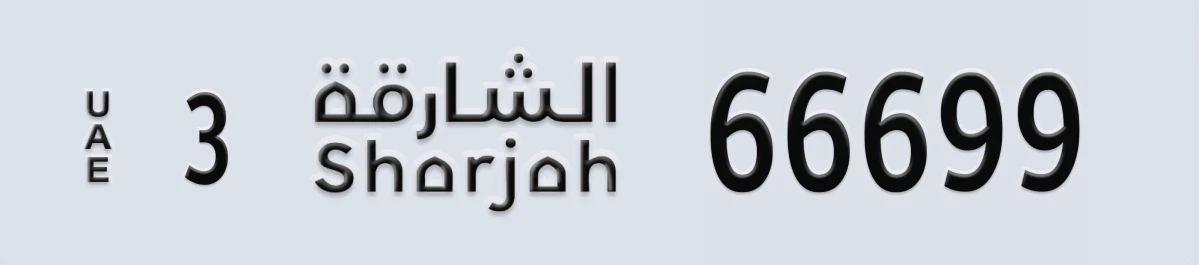 UAE License Plate Sharjah 3 66699