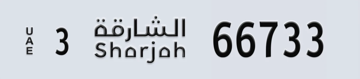 UAE License Plate Sharjah 3 66733