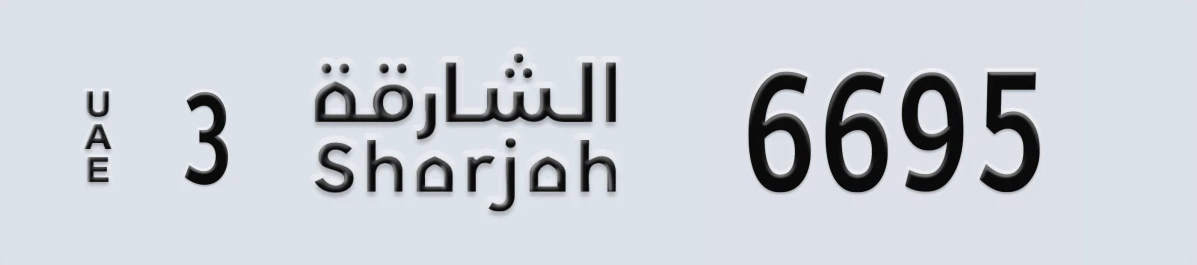 UAE License Plate Sharjah 3 6695