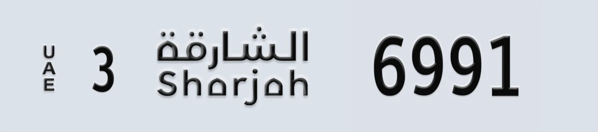 UAE License Plate Sharjah 3 6991
