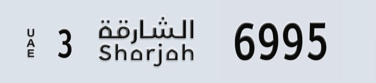 UAE License Plate Sharjah 3 6995