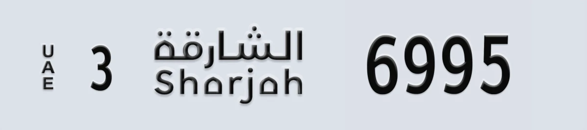 UAE License Plate Sharjah 3 6995