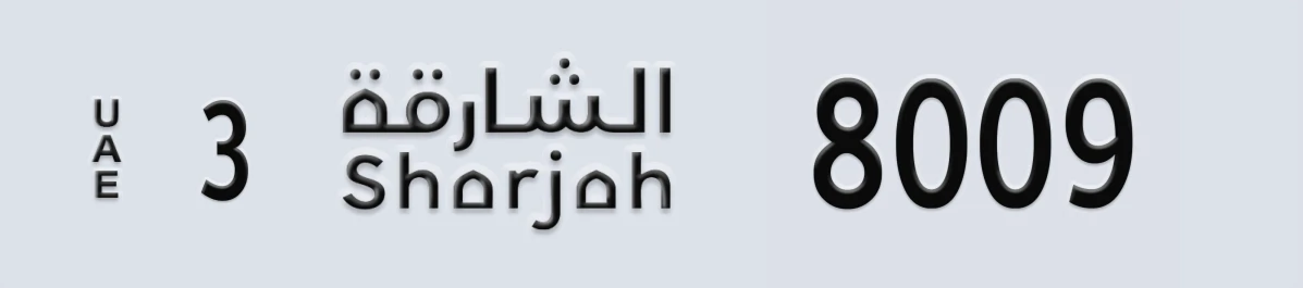 UAE License Plate Sharjah 3 8009