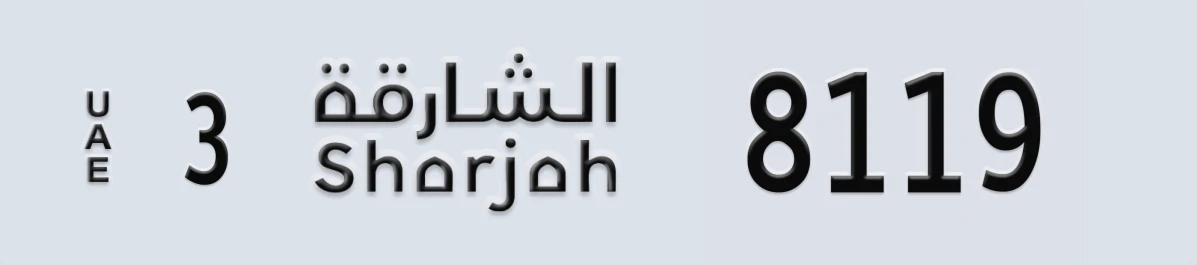 UAE License Plate Sharjah 3 8119