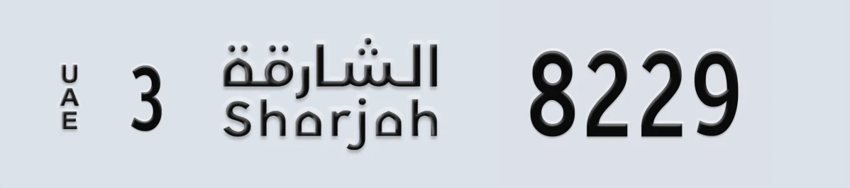 UAE License Plate Sharjah 3 8229