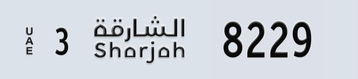 UAE License Plate Sharjah 3 8229