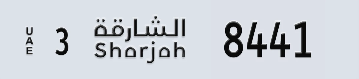 UAE License Plate Sharjah 3 8441