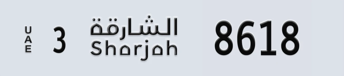 UAE License Plate Sharjah 3 8618