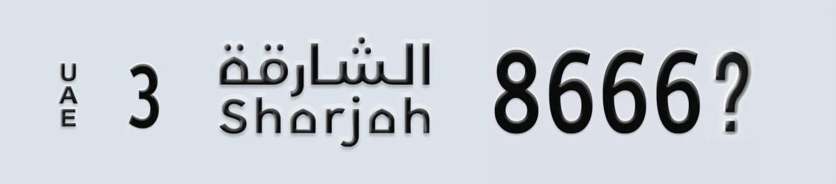 UAE License Plate Sharjah 3 8666X