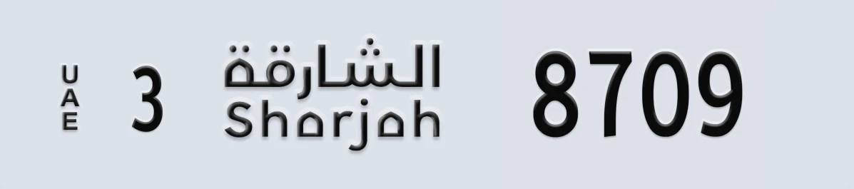 UAE License Plate Sharjah 3 8709