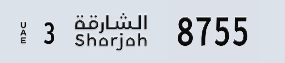 UAE License Plate Sharjah 3 8755