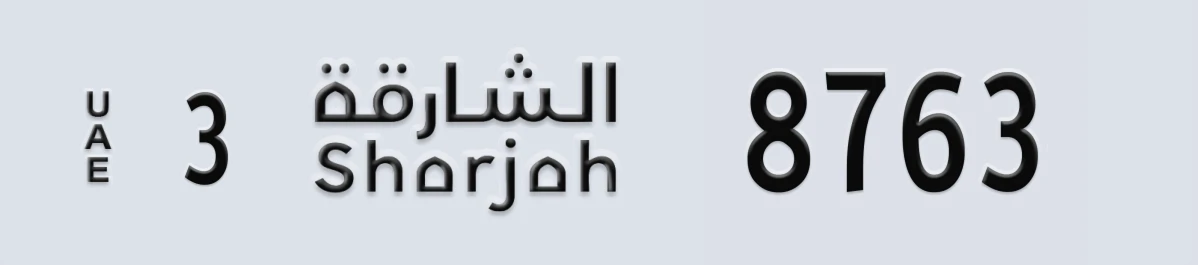 UAE License Plate Sharjah 3 8763