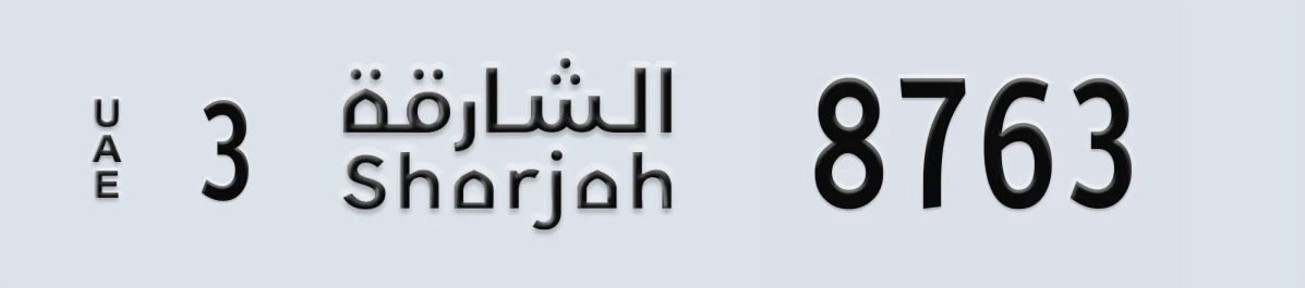 UAE License Plate Sharjah 3 8763