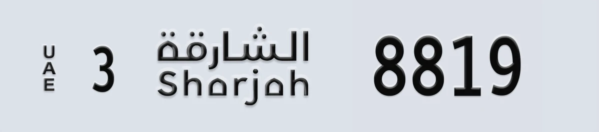 UAE License Plate Sharjah 3 8819