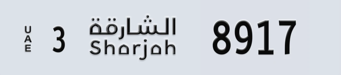 UAE License Plate Sharjah 3 8917