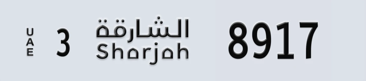 UAE License Plate Sharjah 3 8917