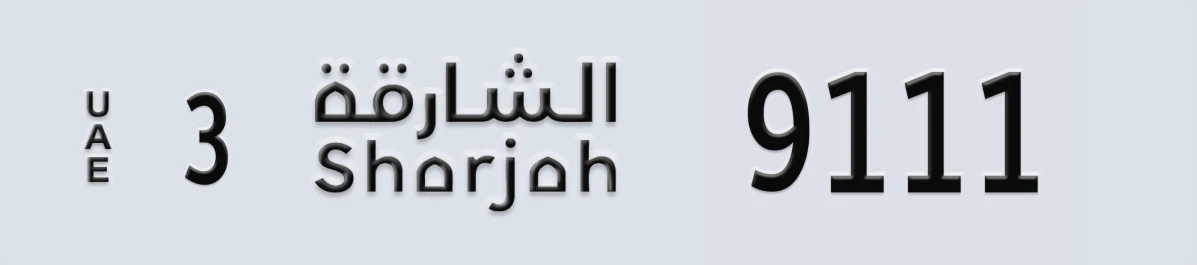 UAE License Plate Sharjah 3 9111