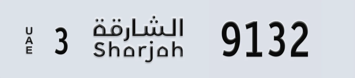 UAE License Plate Sharjah 3 9132