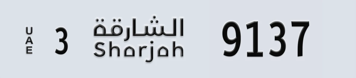 UAE License Plate Sharjah 3 9137