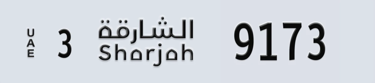 UAE License Plate Sharjah 3 9173