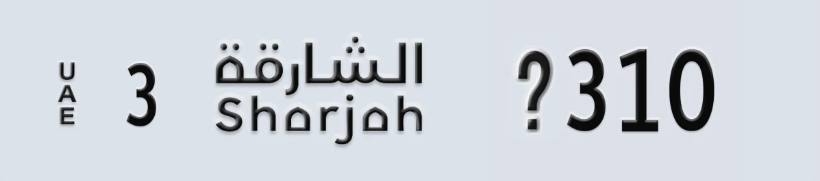 UAE License Plate Sharjah 3 X310