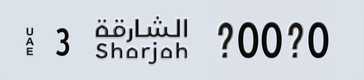 UAE License Plate Sharjah 3 X00X0