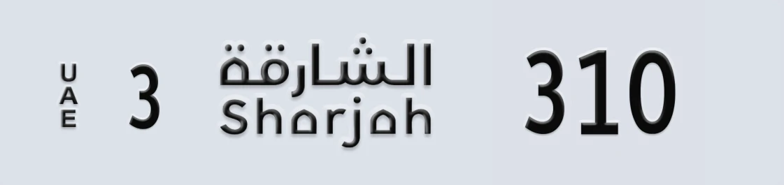 UAE License Plate Sharjah 3 X310