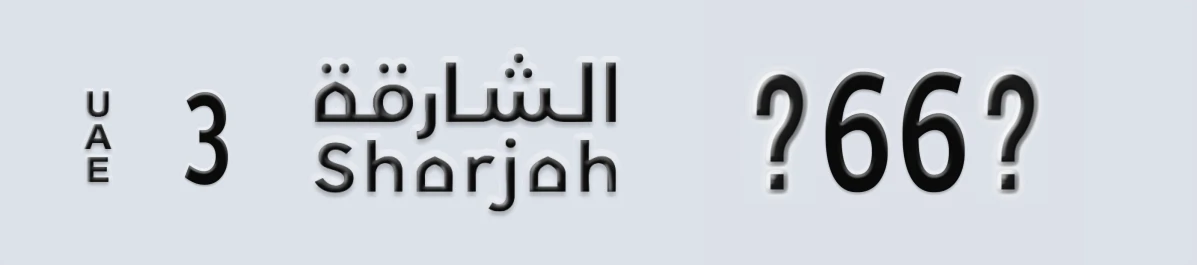 UAE License Plate Sharjah 3 X66X