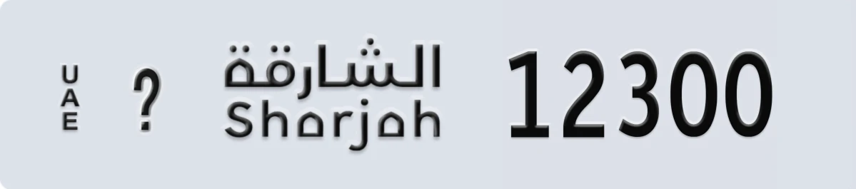 UAE License Plate Sharjah X 12300