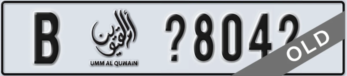 UAE License Plate Umm Al Quwain B X804X