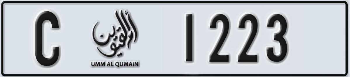 UAE License Plate Umm Al Quwain C 1223