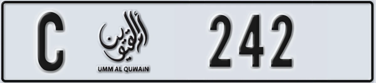 UAE License Plate Umm Al Quwain C 242