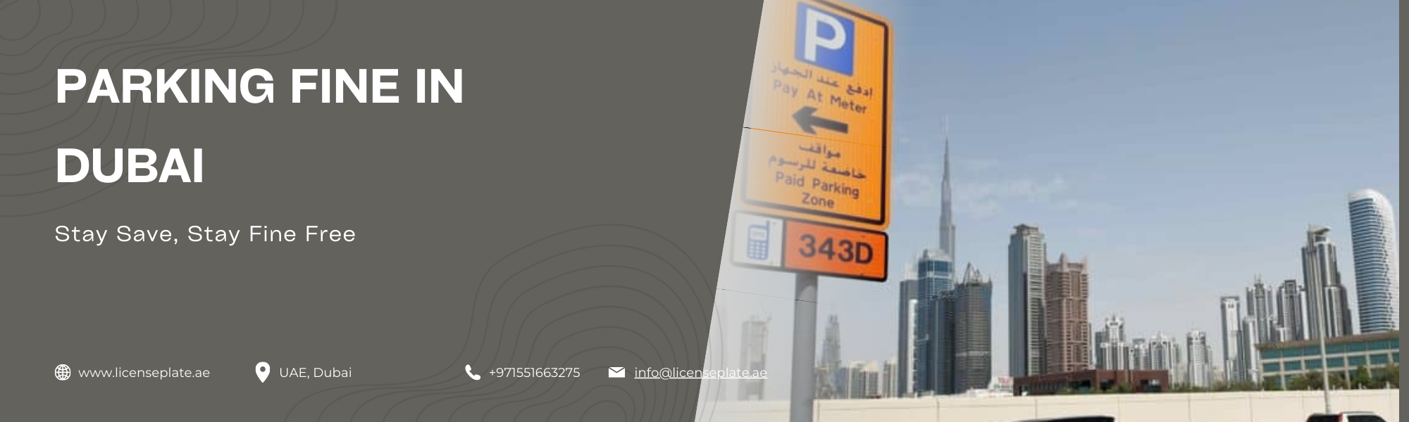 Dubai RTA parking sign showing parking rules and fines