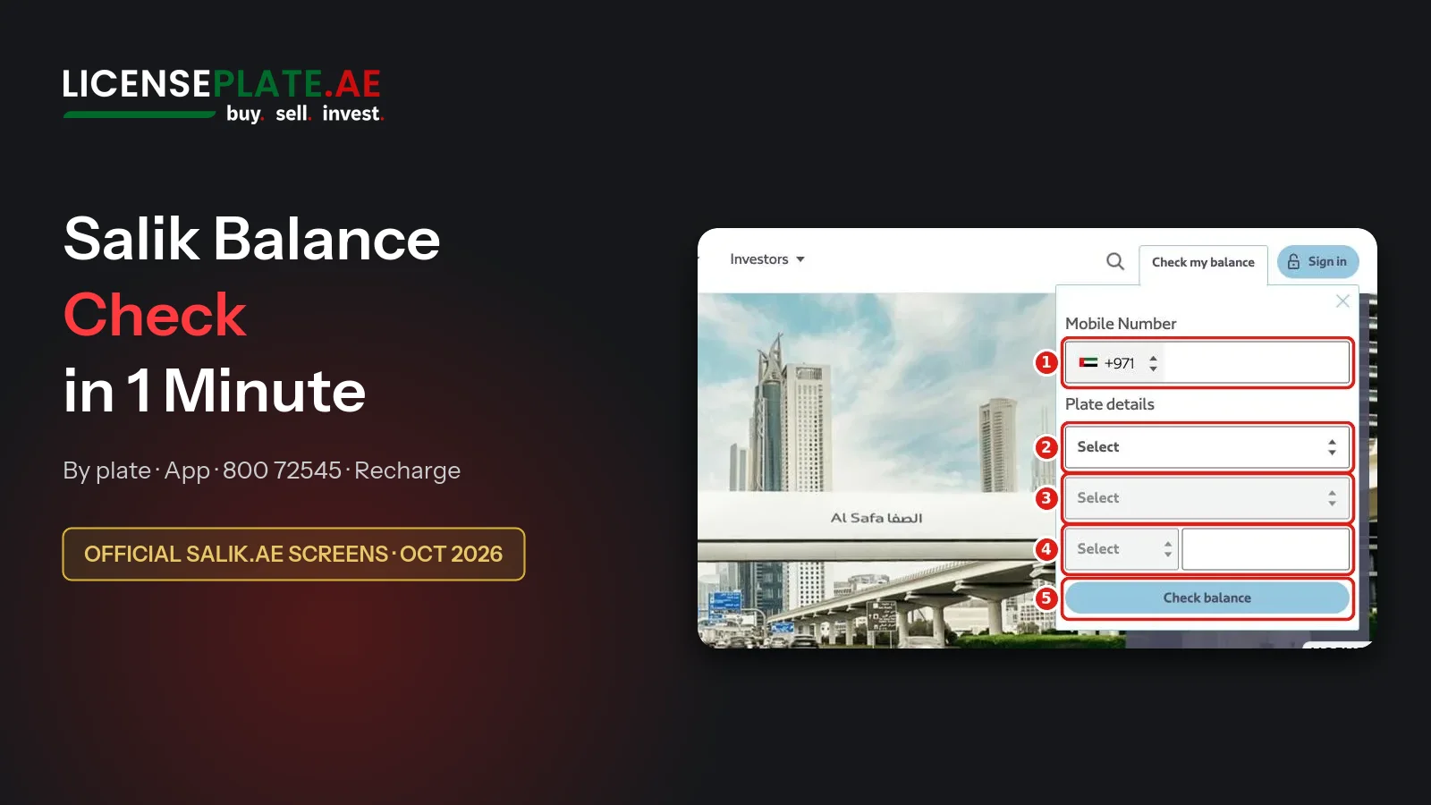 Salik balance check by plate number in Dubai on salik.ae
