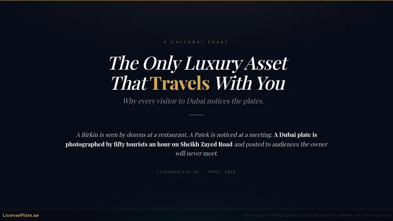Why Every Visitor to Dubai Notices the Plates: The Only Luxury Asset That Travels With You