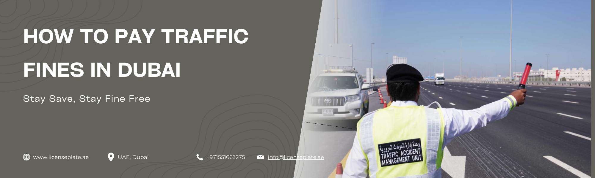 Pay traffic fines in Dubai banner with Dubai Police and RTA payment options