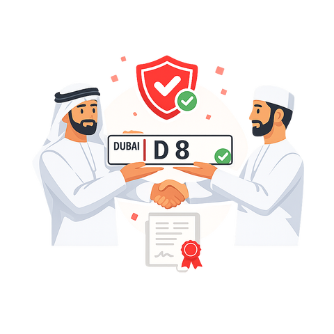 Secure UAE license plate ownership transfer between buyer and seller with LicensePlate.ae as neutral intermediary